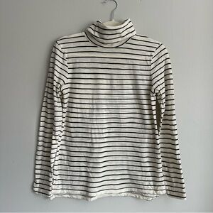 Madewell Striped Turtleneck Black Ivory 100% Cotton Size Small